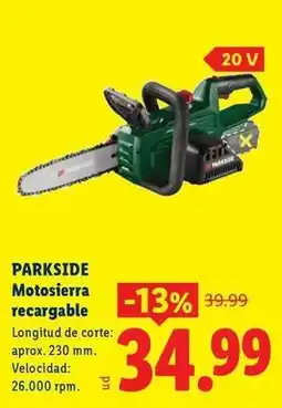 Ocine Parkside - motosierra recargable oferta