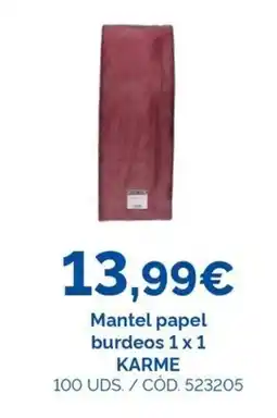 Dialsur Cash & Carry KARME Mantel papel burdeos 1 x 1 oferta