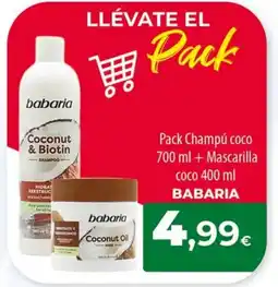 Spar La Palma BABARIA Pack Champú coco + Mascarilla coco oferta