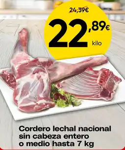 FROIZ Cordero lechal nacional sin cabeza entero o medio hasta oferta
