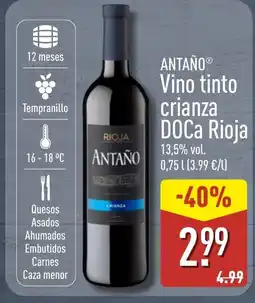 ALDI ANTAÑO Vino tinto crianza DOCa Rioja oferta