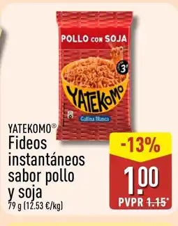 ALDI YATEKOMO Fideos instantáneos sabor pollo y soja oferta