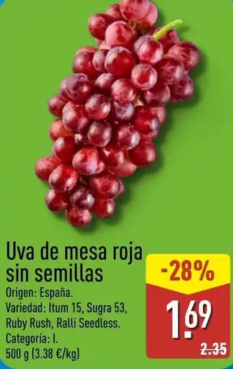 ALDI Uva de mesa roja sin semillas oferta