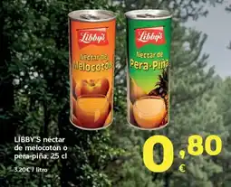 HiperDino LIBBY'S néctar de melocotón o pera-piña oferta