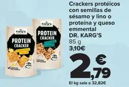 Carrefour DR. KARG'S Crackers protéicos con semillas de sésamo y lino o proteína y queso emmental oferta