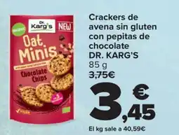 Carrefour DR. KARG'S Crackers de avena sin gluten con pepitas de chocolate oferta