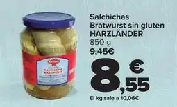Carrefour Harzlander - salchichas bratwurst sin gluten oferta