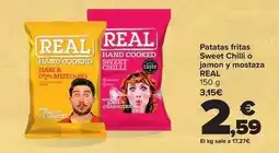 Carrefour Real - patatas fritas sweet chilli o jamon y mostaza oferta