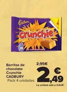 Carrefour Cadbury - barritas de chocolate crunchie oferta
