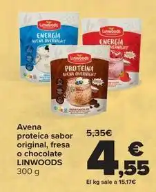 Carrefour Linwoods - avena proteica sabor original fresa o chocolate oferta