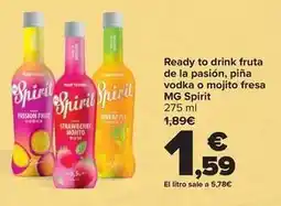 Carrefour Mg spirit - ready to drink fruta de la pasion pina vodka o mojito fresa oferta