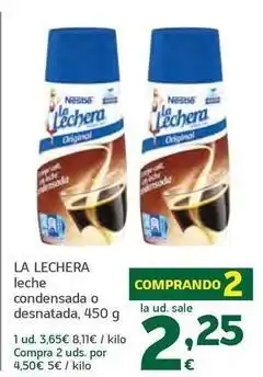 HiperDino La lechera - leche condensada o desnatada oferta