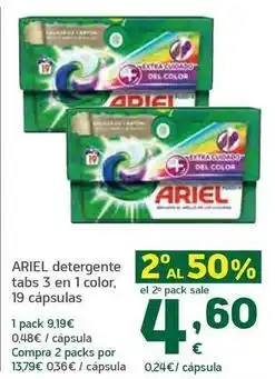 HiperDino Ariel - detergente tabs 3 en 1 color oferta