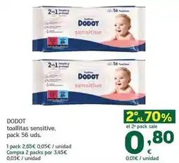 HiperDino Dodot - toallitas sensitive oferta