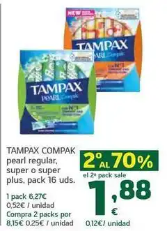 HiperDino Tampax - compak pearl regular, super o super plus oferta