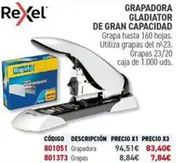Carlin REXEL Grapadora gladiator de gran capacidad oferta