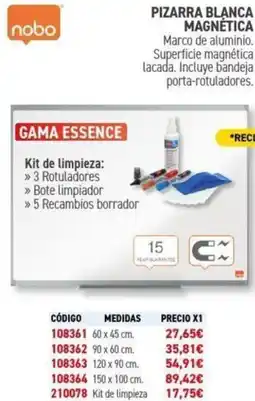 Carlin NOBO Pizarra blanca magnética oferta