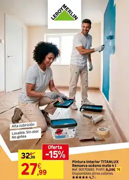 Leroy Merlin Leroy - pintura interior renueva oceano mate 4 oferta