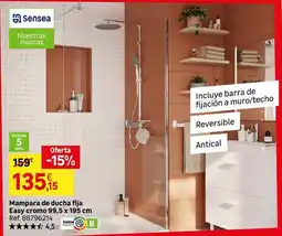 Leroy Merlin Senseo - mampara de ducha fija easy cromo oferta