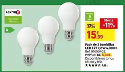 Leroy Merlin Lexman - pack de 3 bombillas led e27.72 w 4.000 k oferta