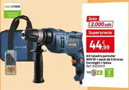 Leroy Merlin Dexter - kit taladro percutor 900 w + pack de 5 brocas horrington + bolsa oferta