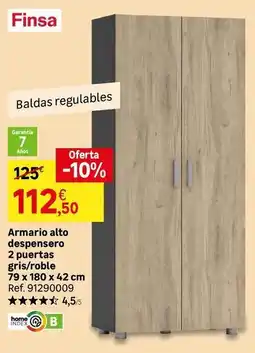 Leroy Merlin Home - armario alto despensero 2 puertas gris/roble oferta
