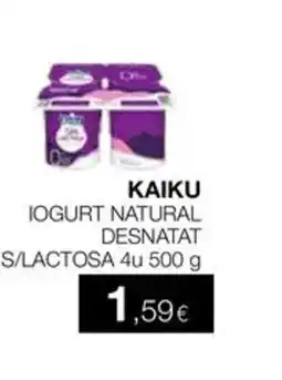 Plusfresc KAIKU Iogurt natural desnatat s/lactosa 4u oferta