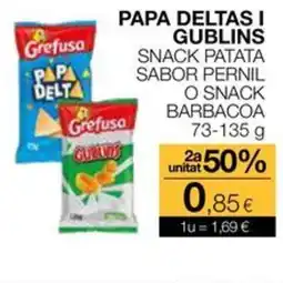 Plusfresc GREFUSA Papa deltas i gublins snack patata sabor pernil oferta