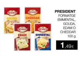 Plusfresc PRESIDENT Formatge emmental, gouda, edam o cheddar oferta