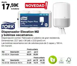 Staples Kalamazoo TORK Dispensador Elevation M2 y bobinas secamanos oferta