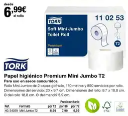 Staples Kalamazoo TORK Papel higiénico Premium Mini Jumbo T2 oferta