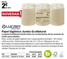 Staples Kalamazoo LUCART Papel higiénico Jumbo EcoNatural oferta