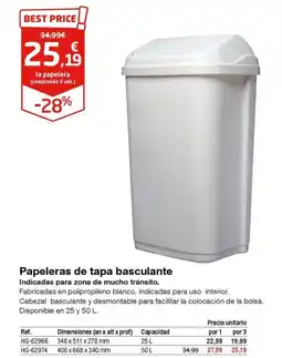 Staples Kalamazoo Papeleras de tapa basculante oferta
