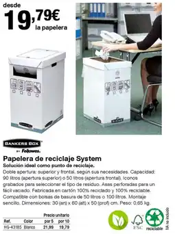 Staples Kalamazoo BANKERS BOX Papelera de reciclaje System oferta