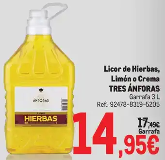Licor de Hierbas, Limón o Crema TRES ÁNFORAS