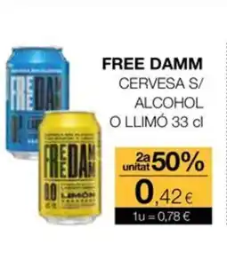 Plusfresc FREE DAMM Cervesa s/ alcohol ollimó oferta