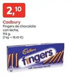Suma Supermercados Cadbury - fingers de chocolate con leche oferta