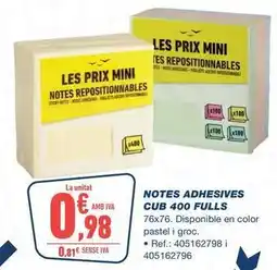 Bureau Vallée Ades - notes adhesives cub 400 fulls oferta