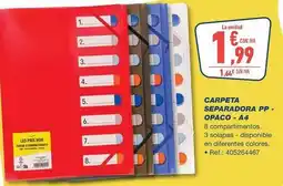 Bureau Vallée Carpeta separadora pp. opaco - a4 oferta