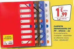 Bureau Vallée Carpeta separadora de pp. opac a4 oferta