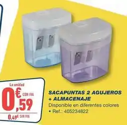 Bureau Vallée Sacapuntas 2 agujeros + almacenaje oferta