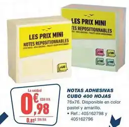 Bureau Vallée Notas adhesivas cubo 400 hojas oferta