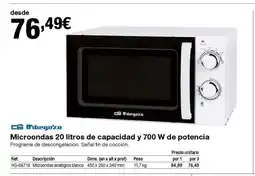 Staples Kalamazoo ORBEGOZO Microondas 20 litros de capacidad y 700 W de potencia oferta
