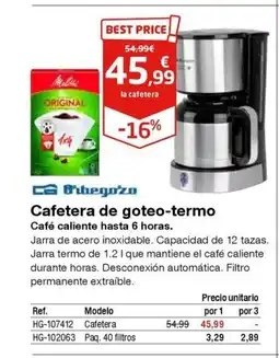 Staples Kalamazoo ORBEGOZO Cafetera de goteo-termo oferta