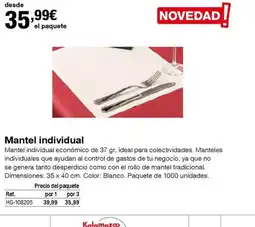 Staples Kalamazoo Mantel individual oferta