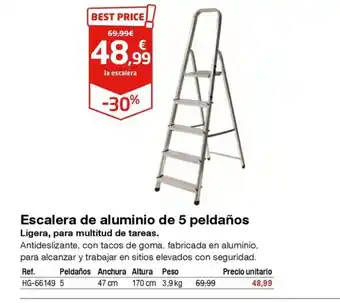 Escalera de aluminio de 5 peldaños