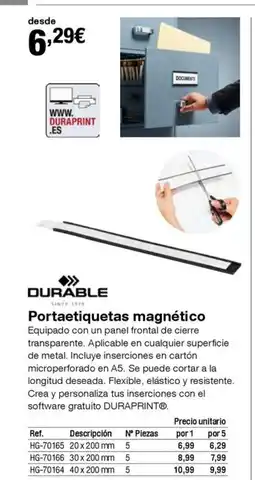 Staples Kalamazoo DURABLE Portaetiquetas magnético oferta