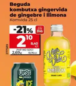 Maxi Dia KOMVIDA Beguda kombutxa gingervida de gingebre i llimona oferta