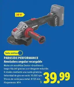 Lidl Parkside performance - amoladora angular recargable oferta