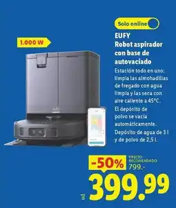 Lidl Eufy - robot aspirador con base de autovaciado oferta